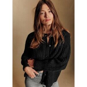Sezane Emile Cardigan Women's Size Small Black Alpaca Wool Oversized Sweater